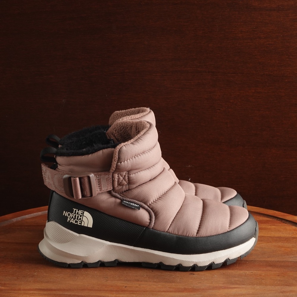 The North Face Winter Boots Womens SZ 5 Taupe BLK ThermoBall Waterproof Outdoor